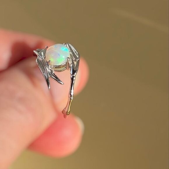 925 Sterling Silver Ring with Natural Multicolor Opal Gemstone - Picture 5 of 13